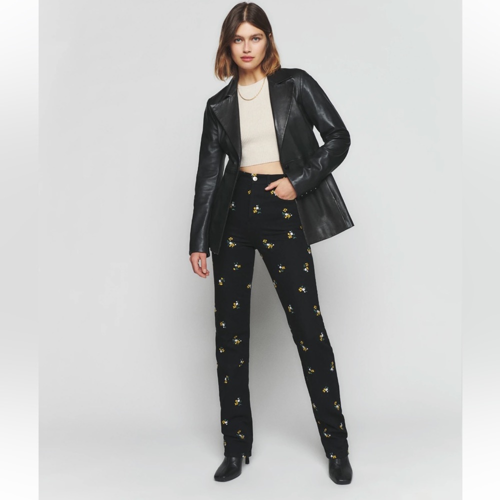 Reformation Cynthia High Rise Straight Long Jeans